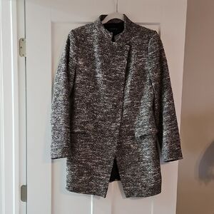 Zara  Gray And Black Tweed Blazer Jacket Size Large